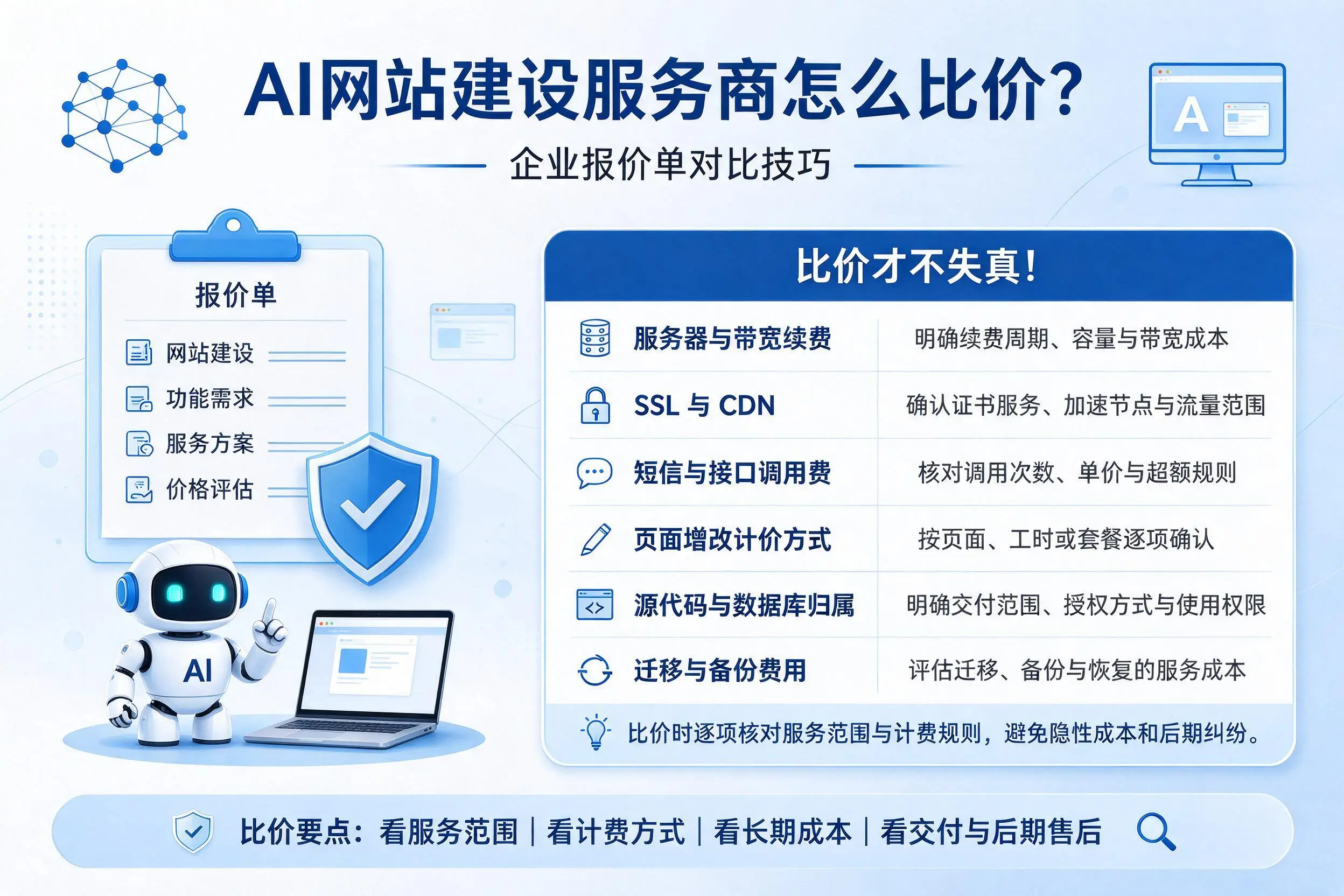 AI网站建设服务商怎么比价?牡丹江企业报价单对比技巧